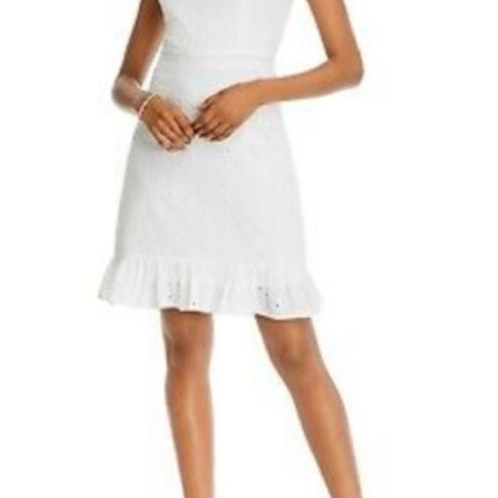 Aqua White Eyelet Ruffle Mini Dress